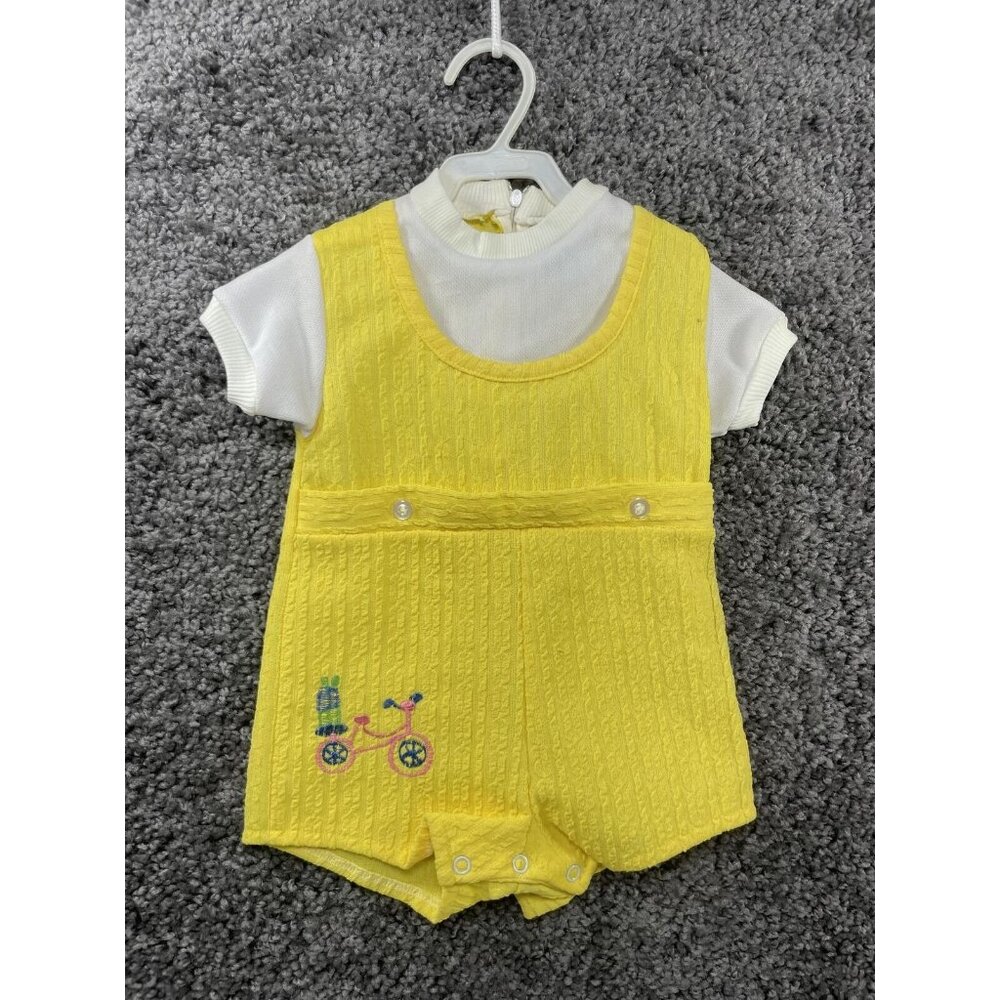 Kmart 18 Month One Piece New Deadstock VINTAGE 60'S Yellow & White Embroidered